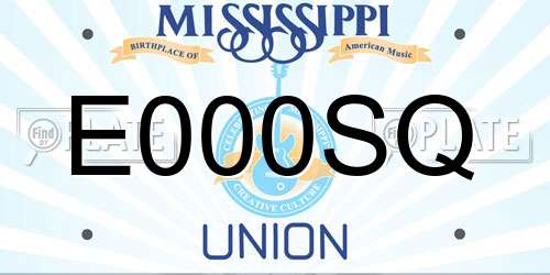E000SQ Mississippi License Plate