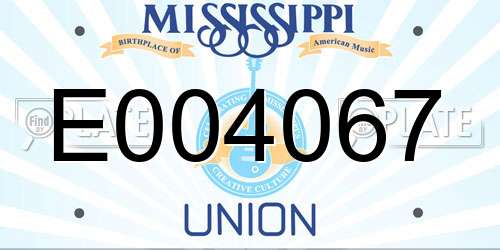 E004067 Mississippi License Plate