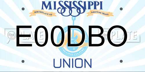 E00DBO Mississippi License Plate
