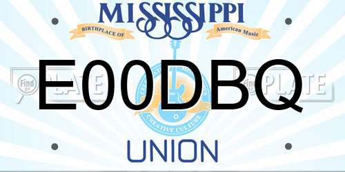 E00DBQ Mississippi License Plate