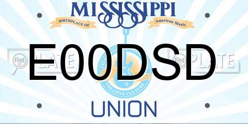 E00DSD Mississippi License Plate