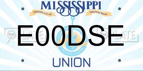 E00DSE Mississippi License Plate