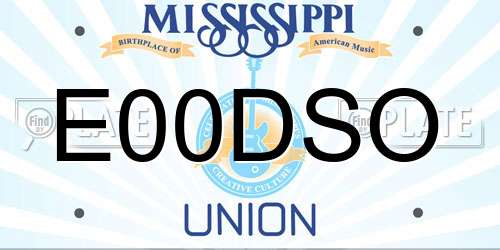 E00DSO Mississippi License Plate