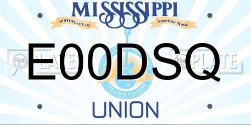 E00DSQ Mississippi License Plate
