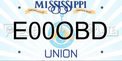 E00OBD Mississippi License Plate