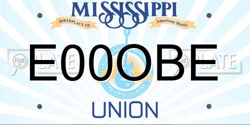 E00OBE Mississippi License Plate