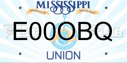 E00OBQ Mississippi License Plate