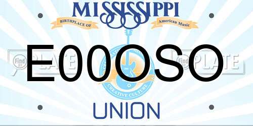 E00OSO Mississippi License Plate