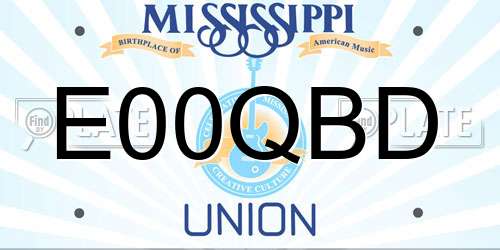 E00QBD Mississippi License Plate