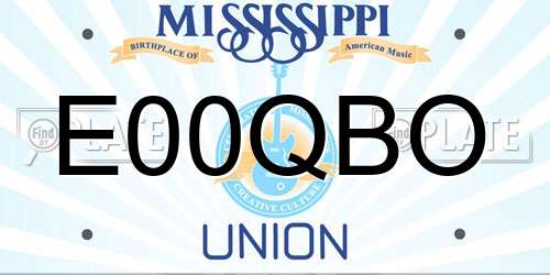 E00QBO Mississippi License Plate
