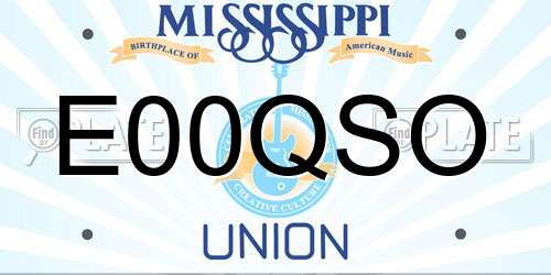 E00QSO Mississippi License Plate