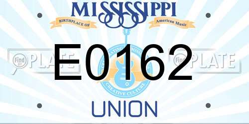 E0162 Mississippi License Plate