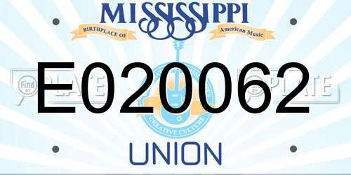 E020062 Mississippi License Plate