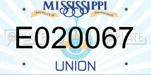 E020067 Mississippi License Plate
