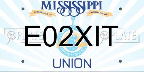 E02XIT Mississippi License Plate