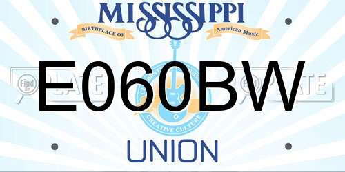 E060BW Mississippi License Plate