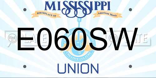 E060SW Mississippi License Plate