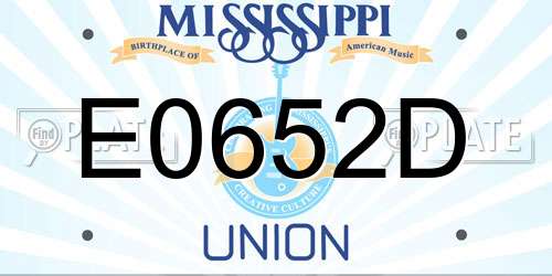 E0652D Mississippi License Plate