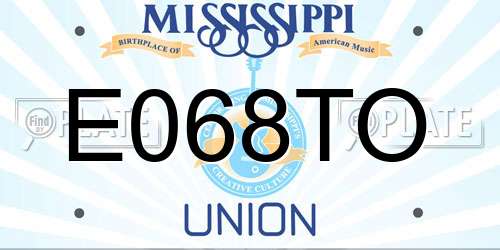 E068TO Mississippi License Plate