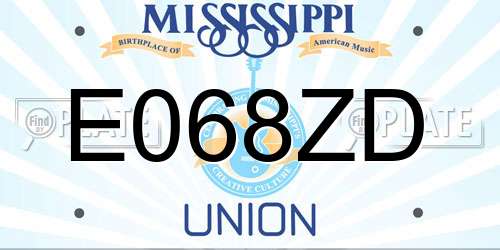 E068ZD Mississippi License Plate