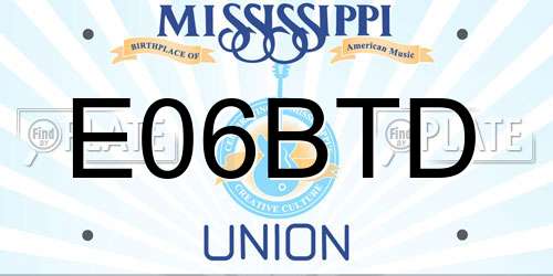 E06BTD Mississippi License Plate