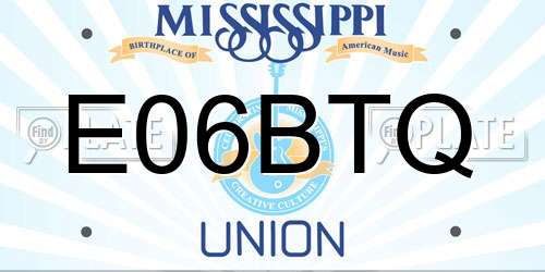 E06BTQ Mississippi License Plate