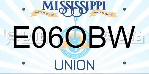 E06OBW Mississippi License Plate