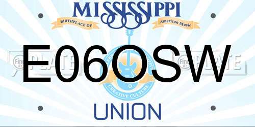 E06OSW Mississippi License Plate