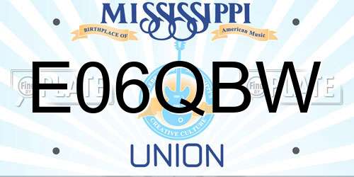E06QBW Mississippi License Plate
