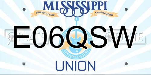 E06QSW Mississippi License Plate