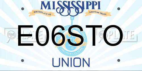 E06STO Mississippi License Plate