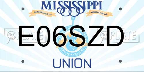 E06SZD Mississippi License Plate