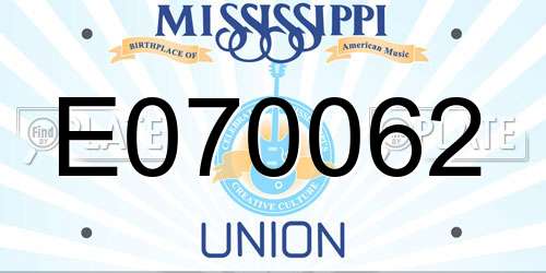 E070062 Mississippi License Plate