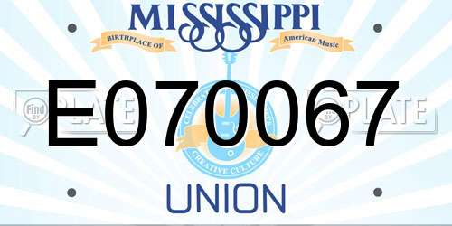 E070067 Mississippi License Plate