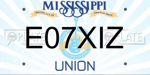 E07XIZ Mississippi License Plate