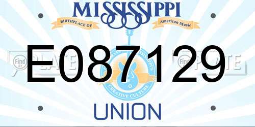 E087129 Mississippi License Plate