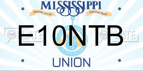 E10NTB Mississippi License Plate