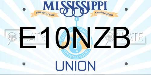 E10NZB Mississippi License Plate