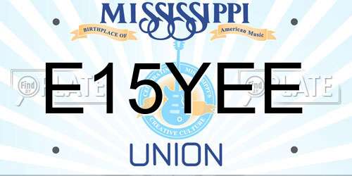 E15YEE Mississippi License Plate