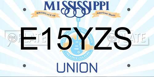E15YZS Mississippi License Plate