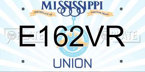 E162VR Mississippi License Plate