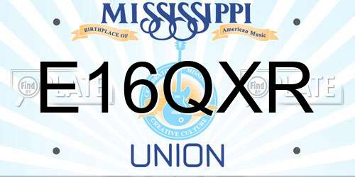 E16QXR Mississippi License Plate