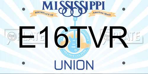 E16TVR Mississippi License Plate