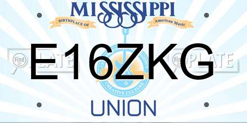 E16ZKG Mississippi License Plate