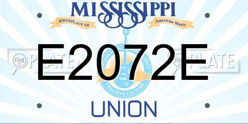 E2072E Mississippi License Plate