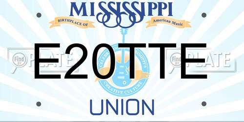 E20TTE Mississippi License Plate