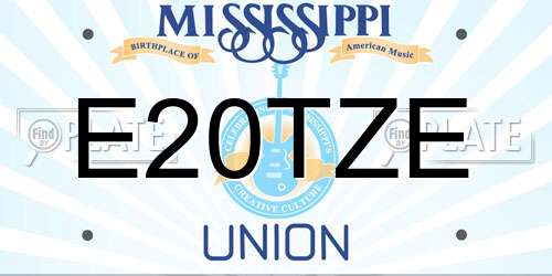E20TZE Mississippi License Plate