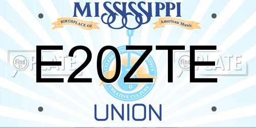 E20ZTE Mississippi License Plate