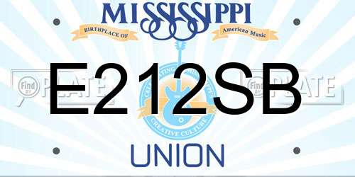 E212SB Mississippi License Plate