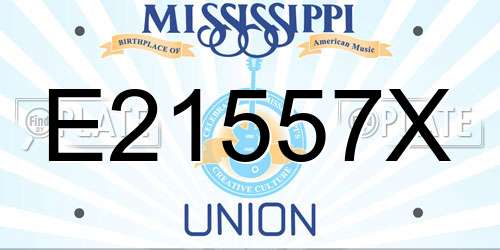 E21557X Mississippi License Plate